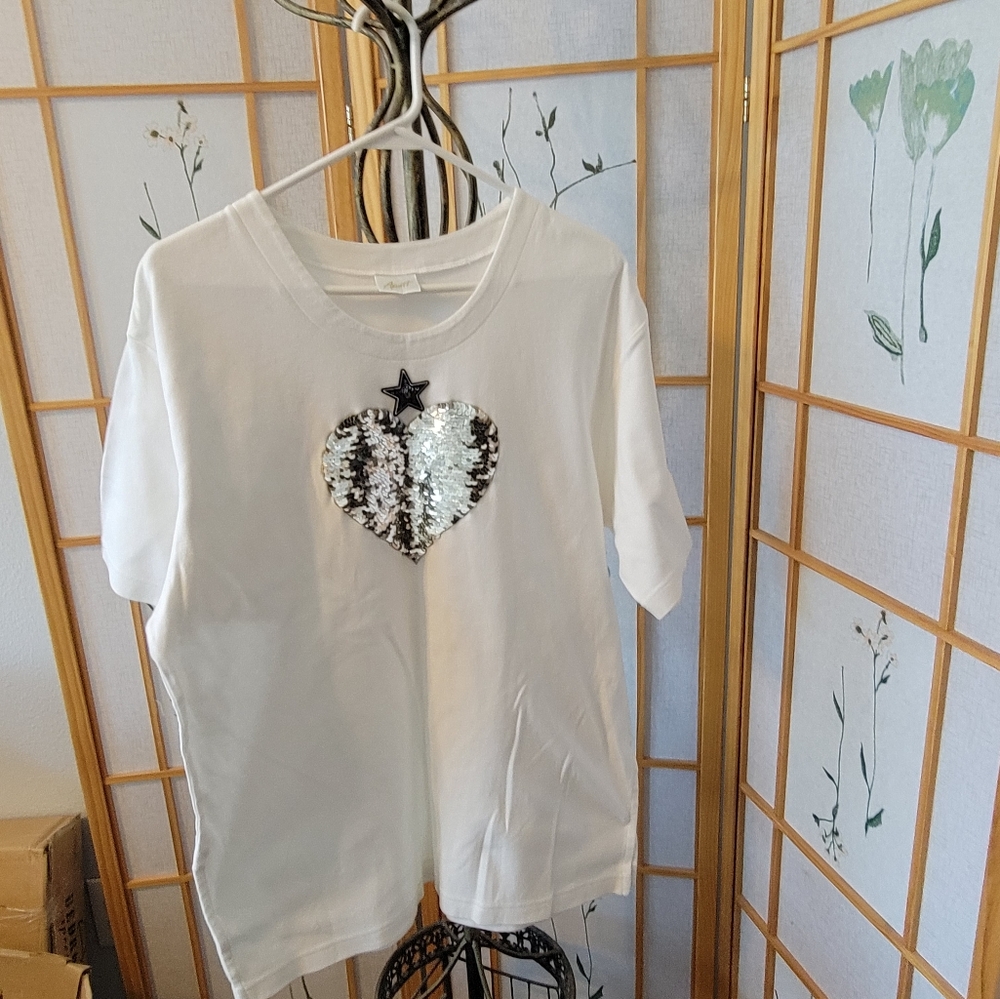 Apart Silver Sequin Tee